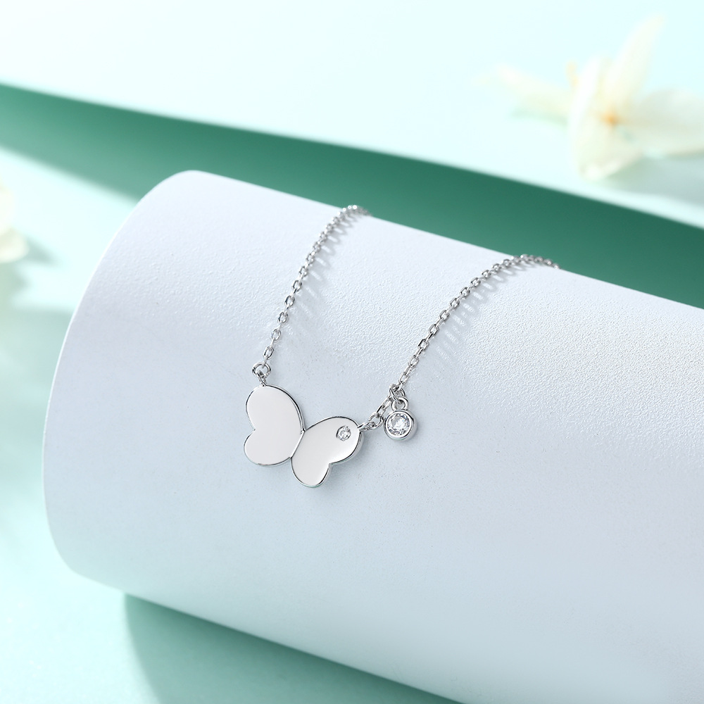 Ins style niche temperament necklace S925 sterling silver butterfly necklace collarbone chain student Korean version simple personality necklace