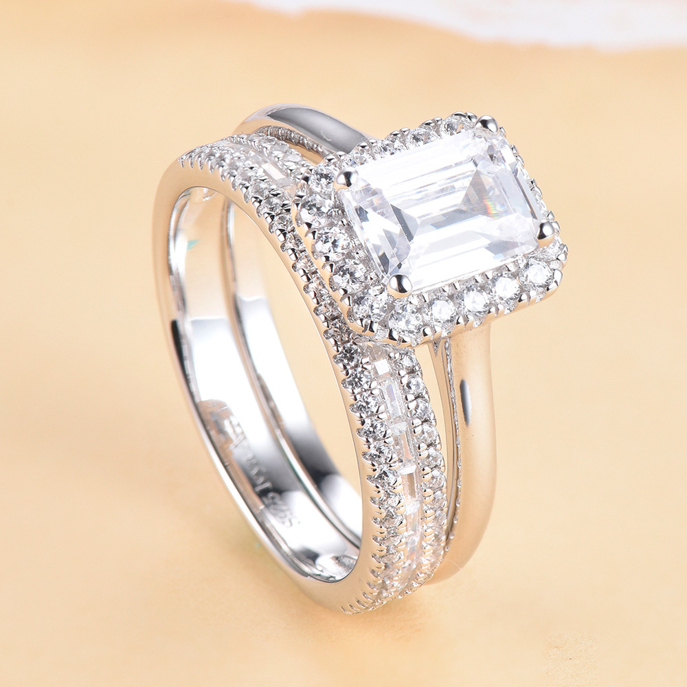 Merryqueen 404 sterling silver engagement wedding ring